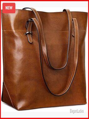 Vintage Genuine Leather Tote Bag Large Capacity Shoulder Bag